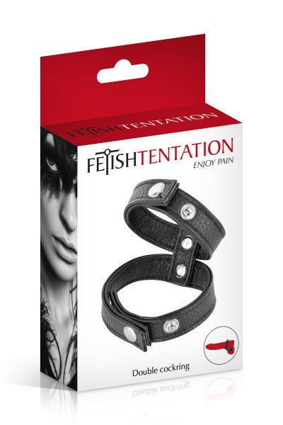 Fetish Tentation - Anello Fallico Doppio Regolabile - Nero