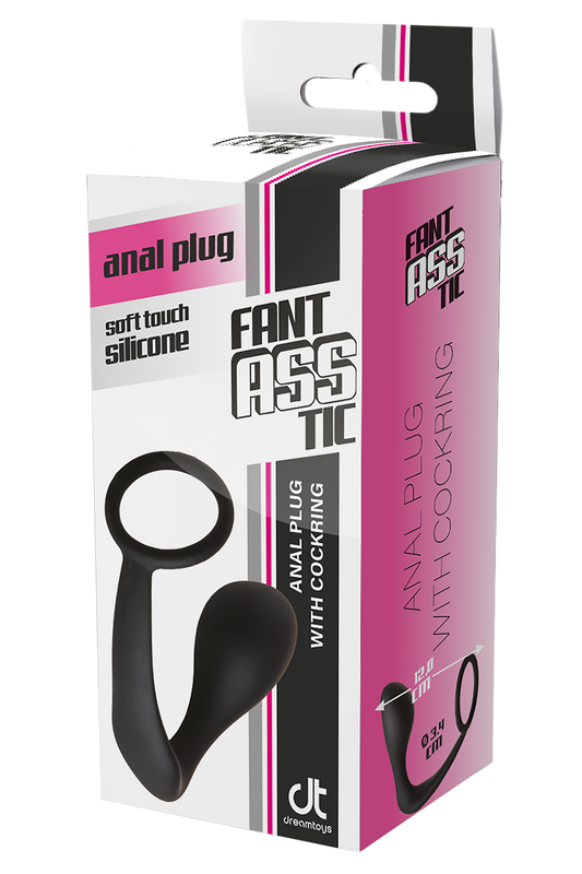 FANTASTICO PLUG ANALE CON ANELLO PER IL PENNELLO NERO