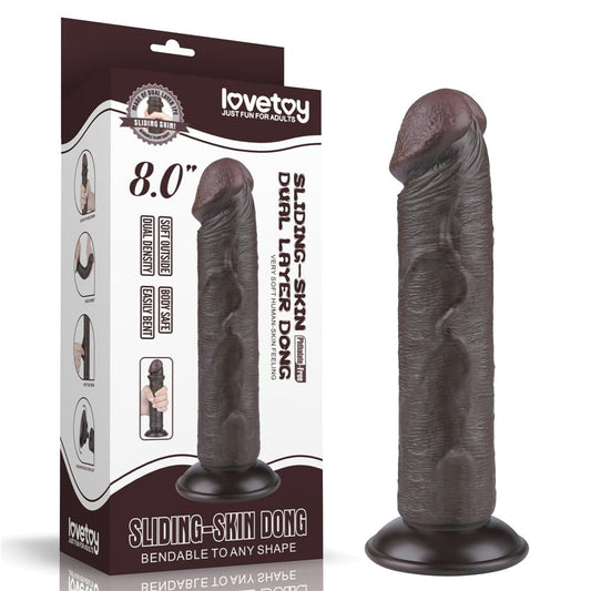 Dildo doppio strato scorrevole da 8'' nero II_B15O50_3